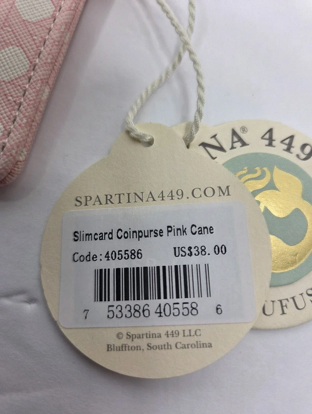 Spartina 449 Slim Card Coin Purse Pink Cane Wristlet NWT